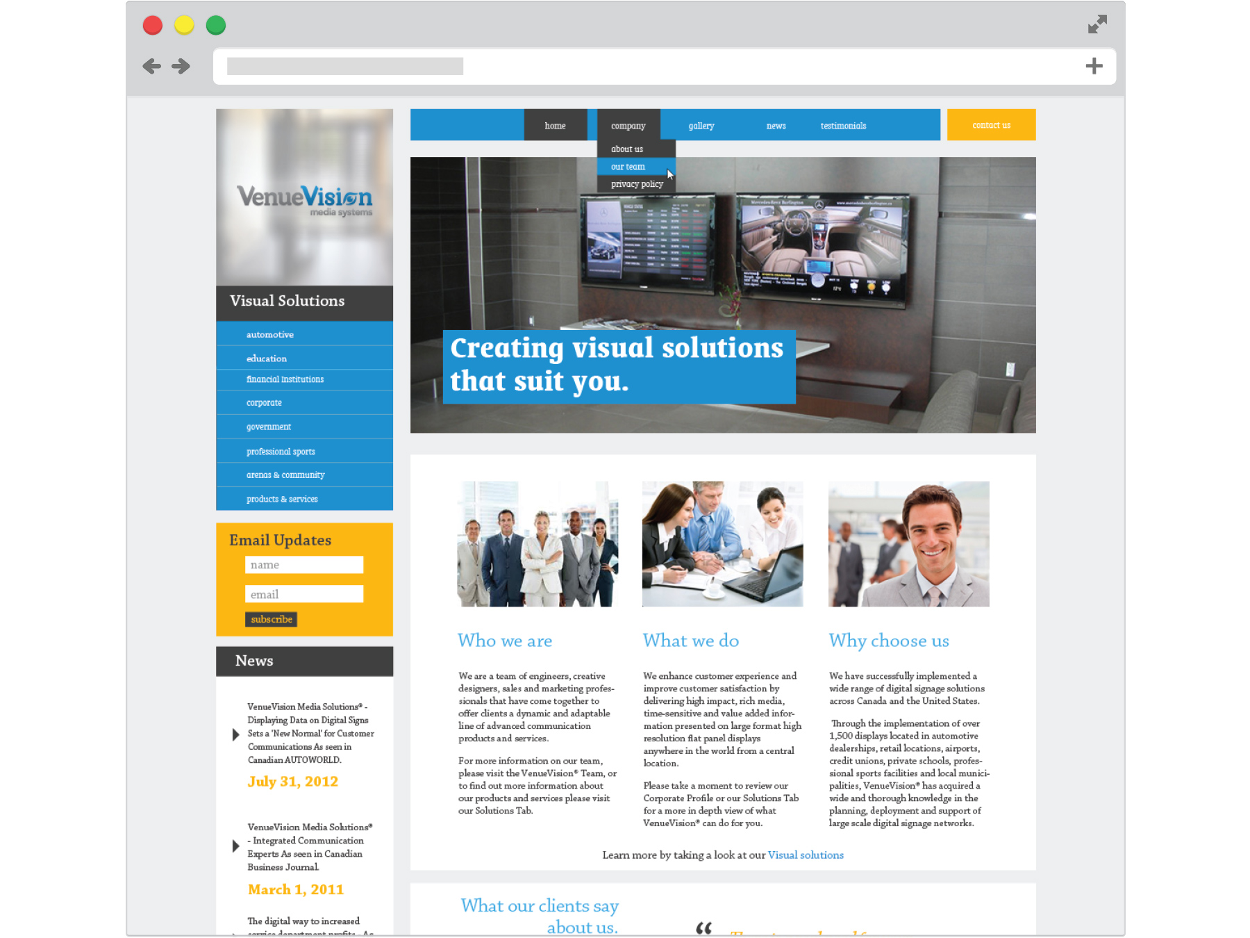 VenueVision Website Design